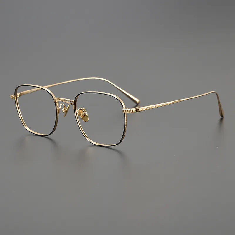 Black Mask Unisex Full Rim Square Titanium Eyeglasses 1074 Full Rim Black Mask Black-Gold  