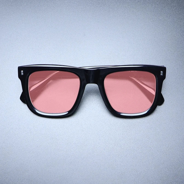 Gatenac Unisex Full Rim Big Square Acetate Polarized Sunglasses M007 Sunglasses Gatenac Black Pink  