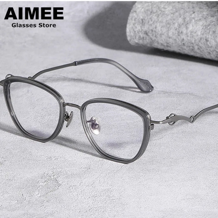 Aimee Unisex Full Rim Oval Polygon Titanium Acetate Eyeglasses 60891