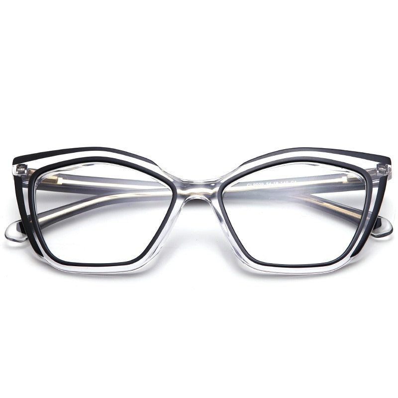 Muzz Women's Full Rim Square Hand Crafted Cat Eye Acetate Eyeglasses 9009 Full Rim Muzz C3  