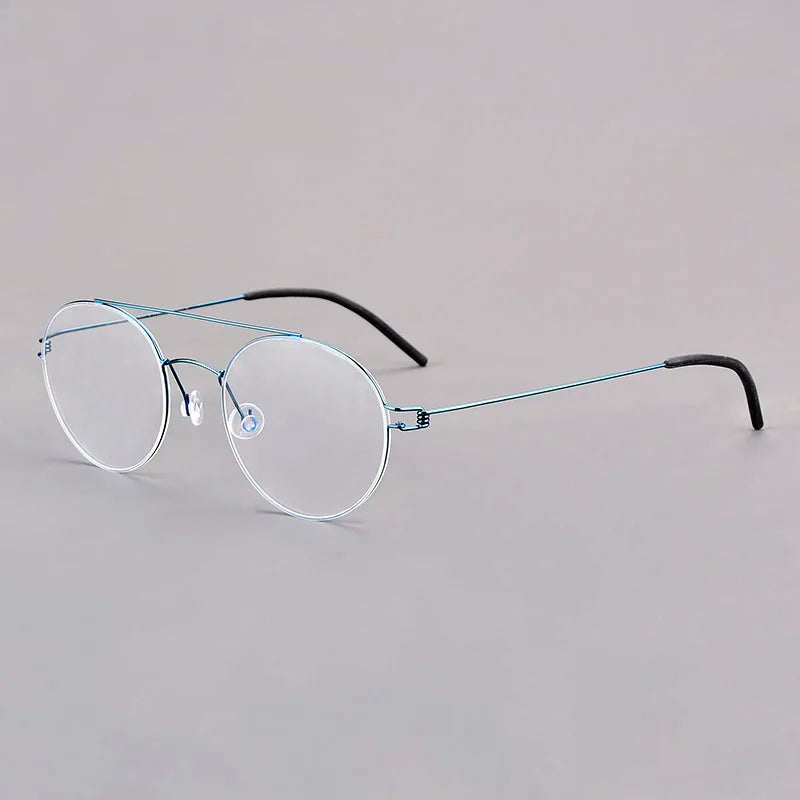 Aimee Women's Full Rim Round Double Bridge Titanium Eyeglasses 13550