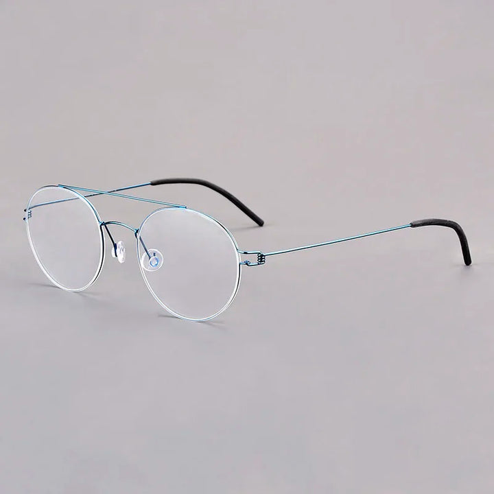 Aimee Women's Full Rim Round Double Bridge Titanium Eyeglasses 13550