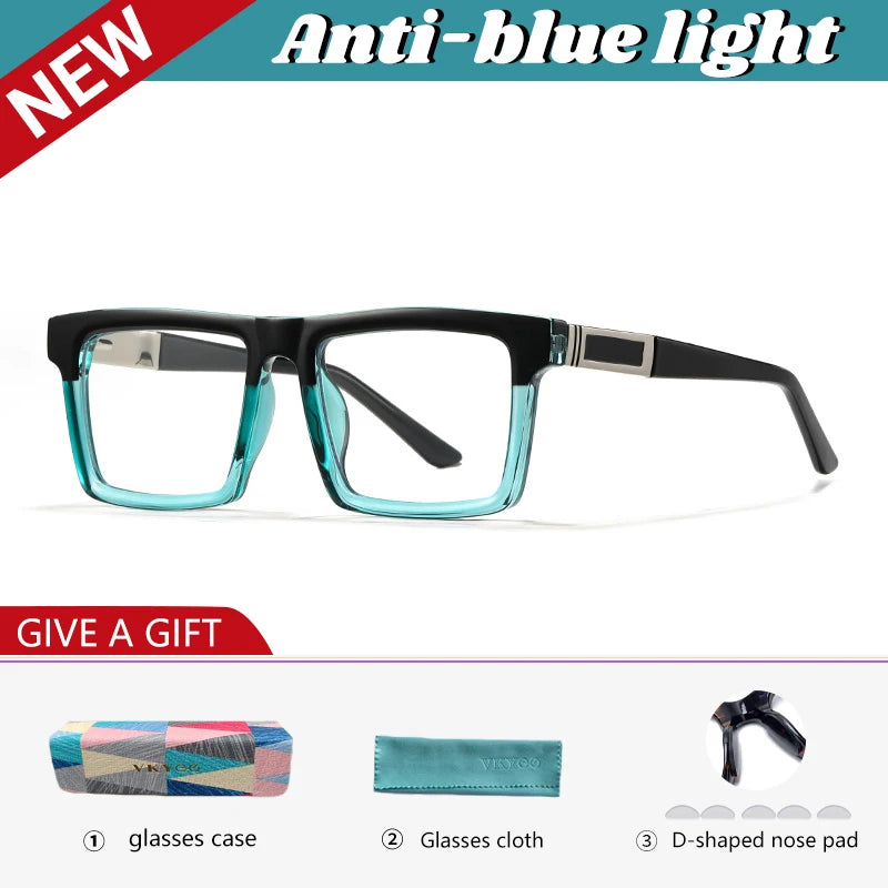 Vicky Men's Full Rim Square Brow Line Tr 90 Alloy Reading Glasses 360034