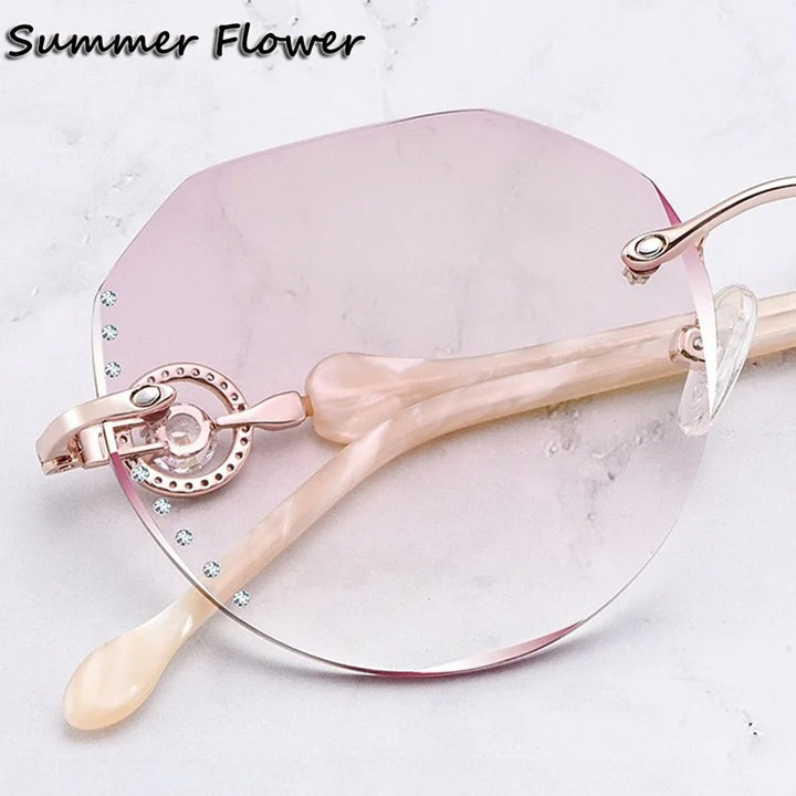 Summer Flower Women's Rimless Flat Top Oval Titanium Eyeglasses 693097