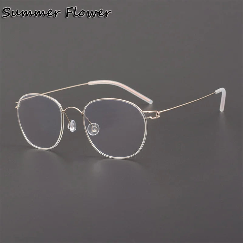 Summer Flower Women's Full Rim Oval Screwless Titanium Eyeglasses 842132