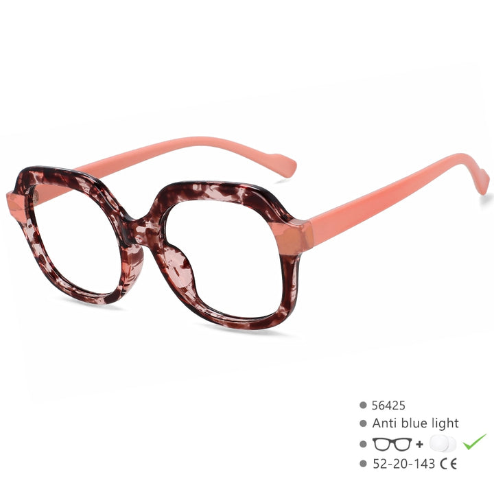 CCspace Women's Full Rim Square Tr 90 Titanium Eyeglasses 56425 Full Rim CCspace Floral  