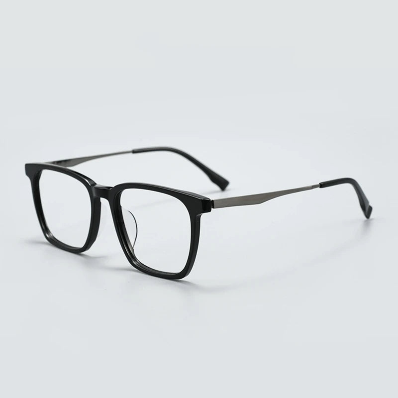 Yimaruil Men's Full Rim Square Acetate Titanium Eyeglasses 365821