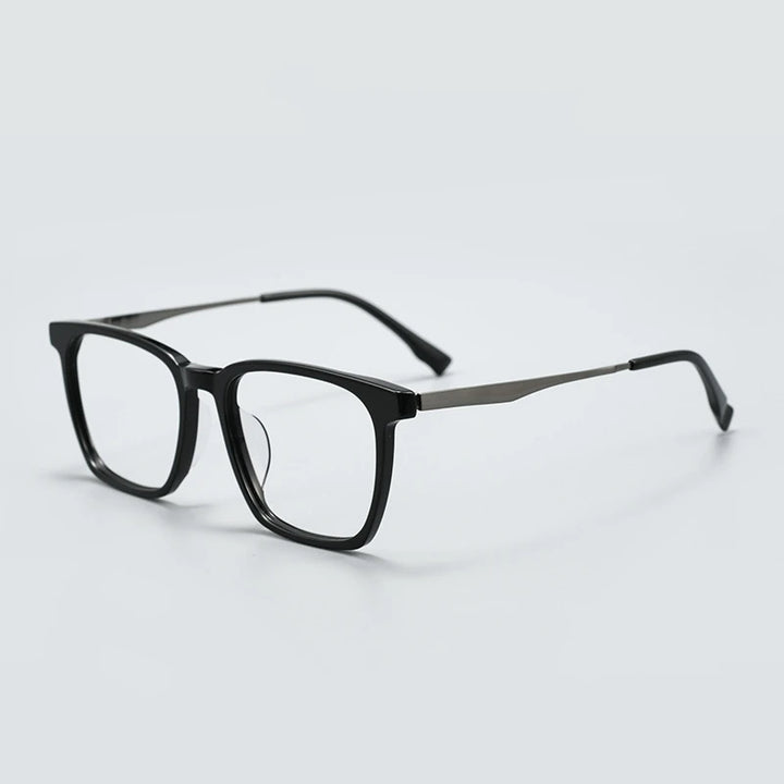 Yimaruil Men's Full Rim Square Acetate Titanium Eyeglasses 365821