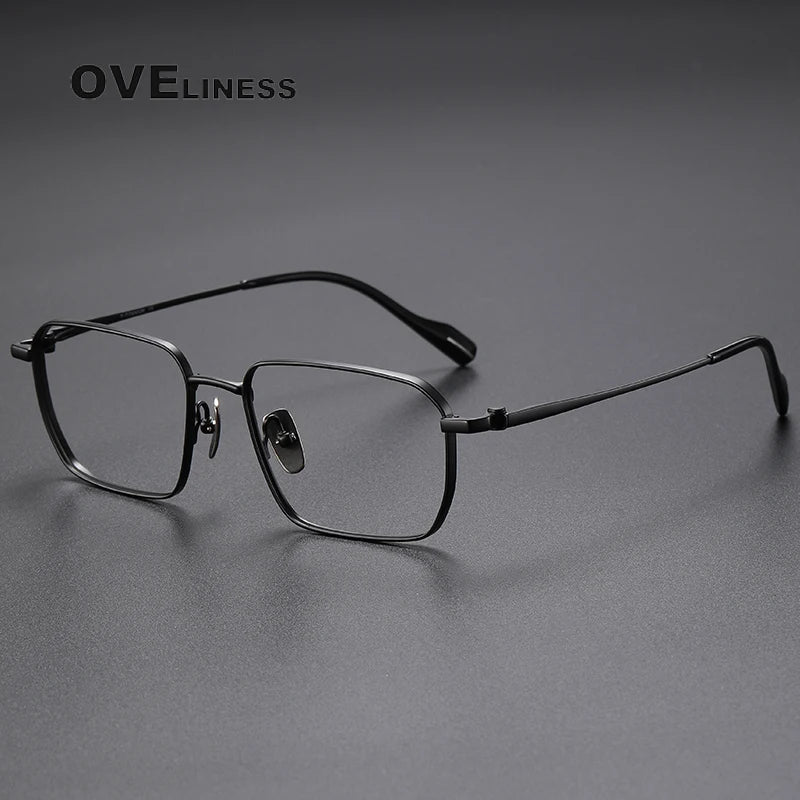 Oveliness Unisex Full Rim Polygon Square Titanium Eyeglasses  81013 Full Rim Oveliness black  