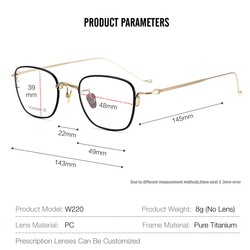 Muzz Unisex Full Rim Polygon Square Titanium Eyeglasses 44220 Full Rim Muzz   