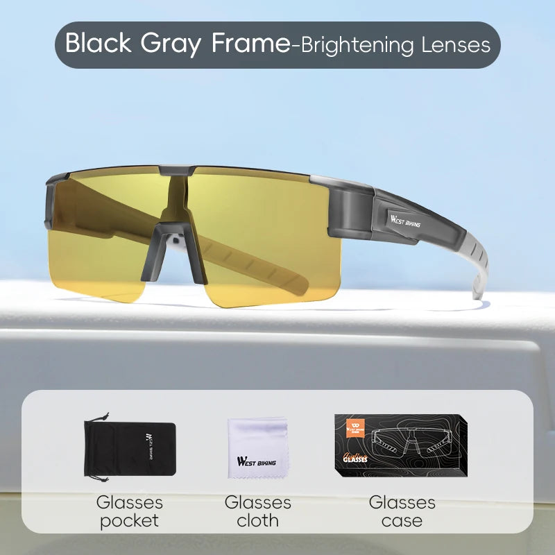 West Biking Unisex Semi Rim Square Polycarbonate Over Frame Polarized Sunglasses 9607931