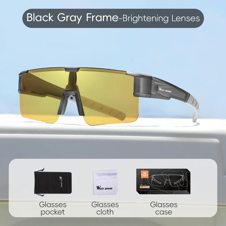 West Biking Unisex Semi Rim Square Polycarbonate Over Frame Polarized Sunglasses 9607931