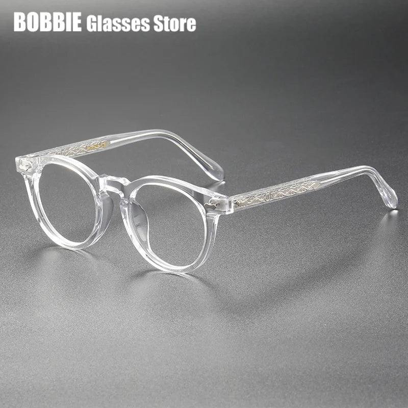 Bobbie Unisex Full Rim Oval Round Acetate Titanium Eyeglasses 765053
