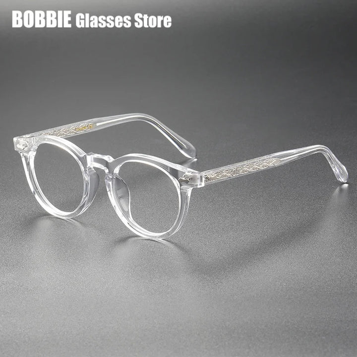 Bobbie Unisex Full Rim Oval Round Acetate Titanium Eyeglasses 765053