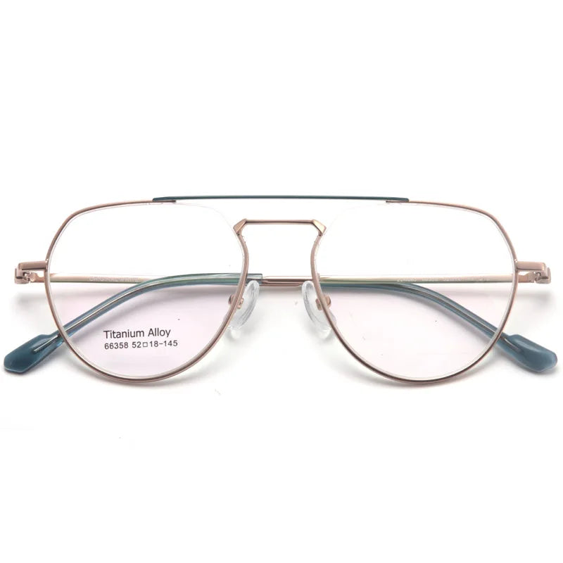 Muzz Unisex Full Rim Oval Double Bridge Titanium Eyeglasses 66358