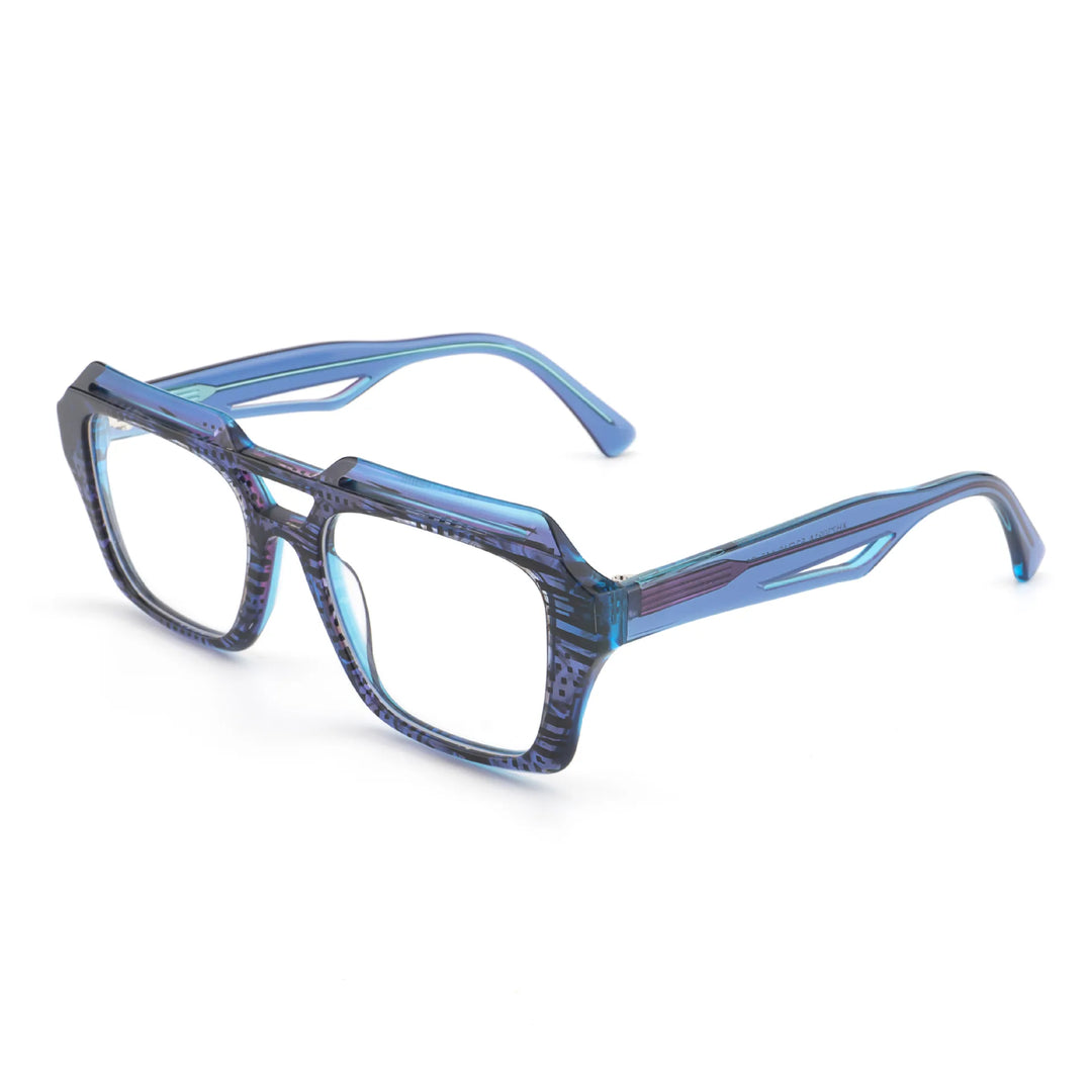 Hewie Unisex Full Rim Square Double Bridge Acetate Eyeglasses 923091