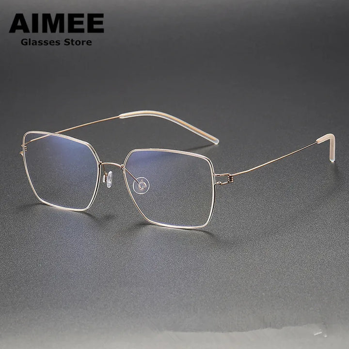 Aimee Unisex Full Rim Square Screwless Titanium Eyeglasses 4155 Full Rim Aimee Golden  