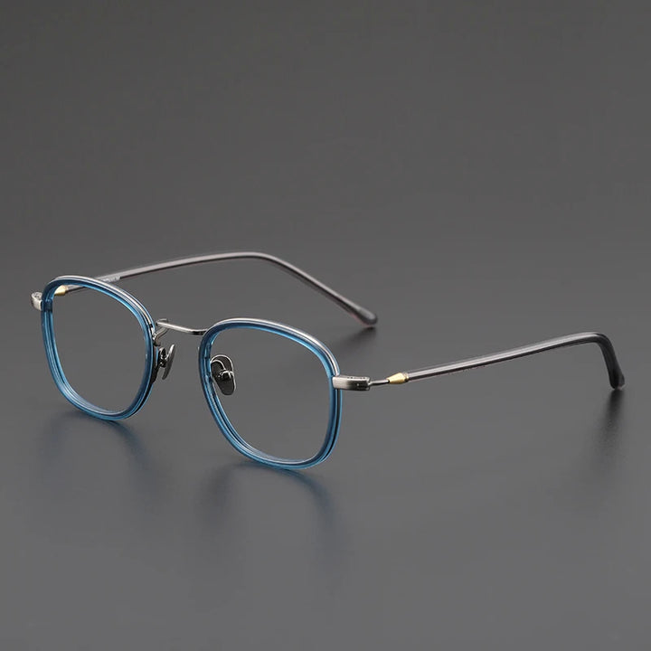 Black Mask Unisex Full Rim Square Titanium Acetate Eyeglasses G121 Full Rim Black Mask Blue  