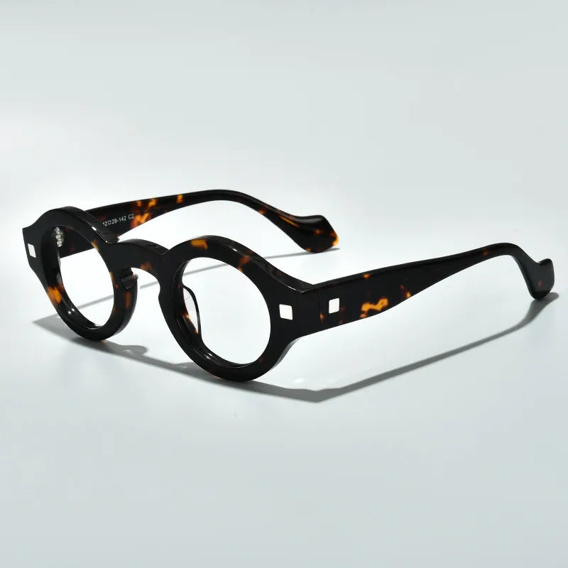 Black Mask Unisex Full Rim Round Acetate Eyeglasses L2036 Full Rim Black Mask Tortoise  