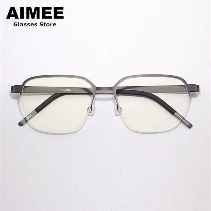 Aimee Unisex Semi Rim Oval Screwless Titanium Eyeglasses 7423