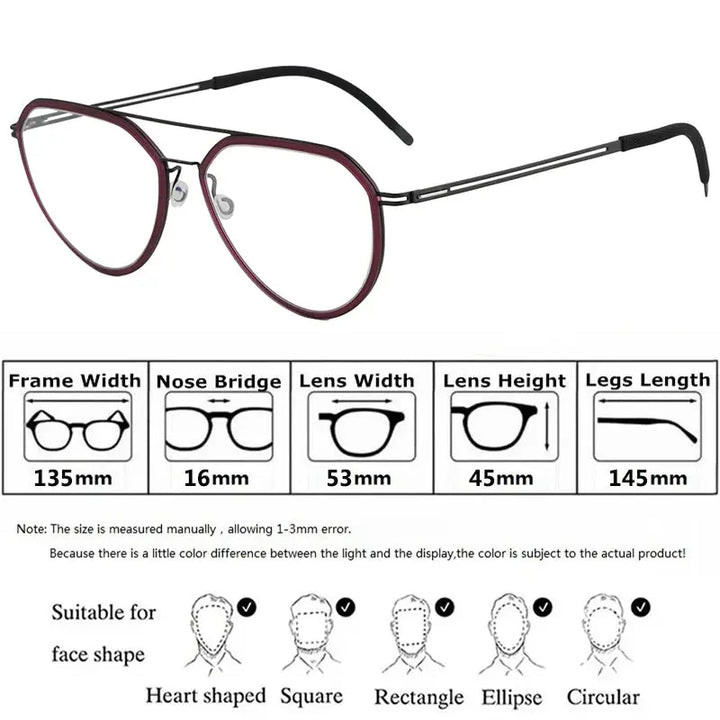 Bobbie 472841 Unisex Acetate Full Rim Oval Double Bridge Titanium Frames — view 2 | Bobbie at FuzWeb