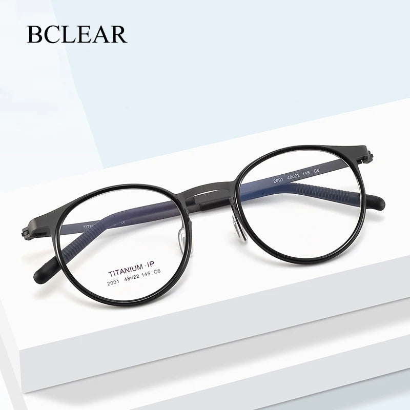 Bclear Women's Full Rim Round Titanium Eyeglasses L2001 Full Rim Bclear   