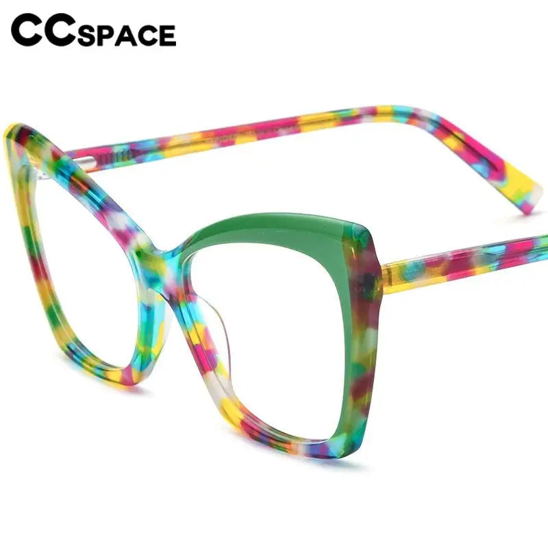 CCspace Unisex Full Rim Cat Eye Acetate Eyeglasses 56921 Full Rim CCspace   
