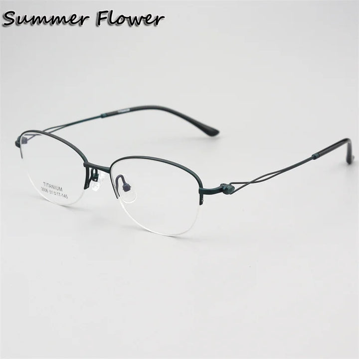 Summer Flower Women's Semi Rim Oval Square Titanium Eyeglasses 613008