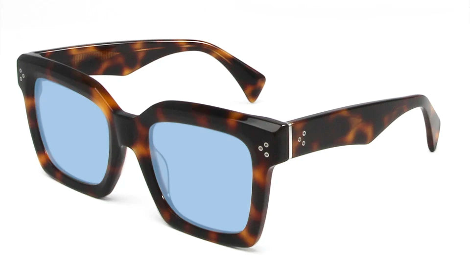 Esnbie Unisex Full Rim Square Brow Line Acetate Sunglasses 246051