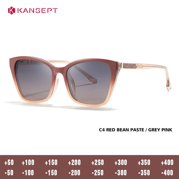 Kansept Unisex Full Rim Square Tr 90 Alloy Reading Glasses Clip On Sunglasses 72005