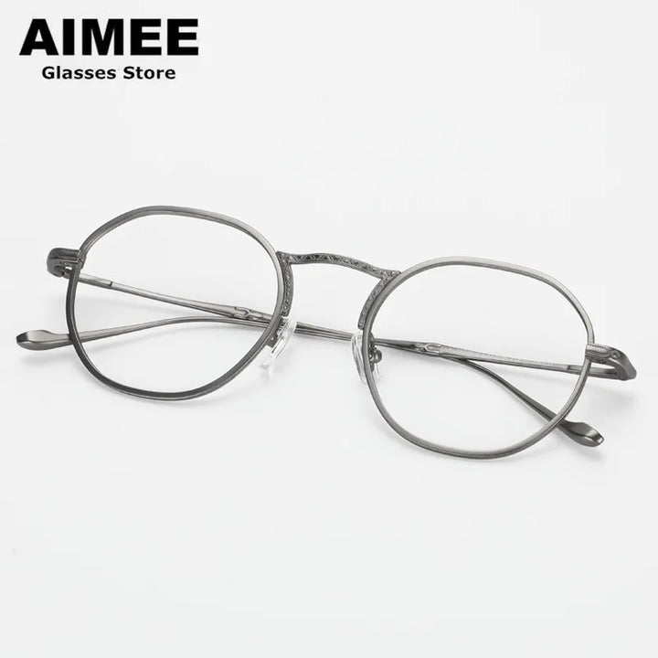 Aimee Unisex Full Rim Irregular Round Titanium Eyeglasses 5923 Full Rim Aimee   