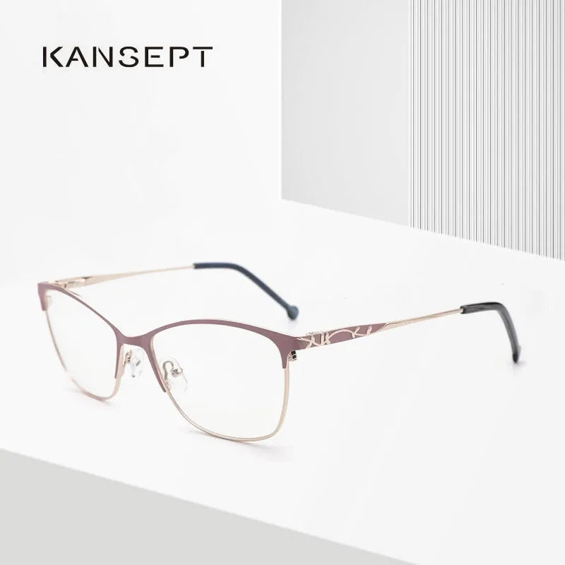 Kansept Women's Full Rim Square Alloy Acetate Reading Glasses 42198 Reading Glasses Kansept   