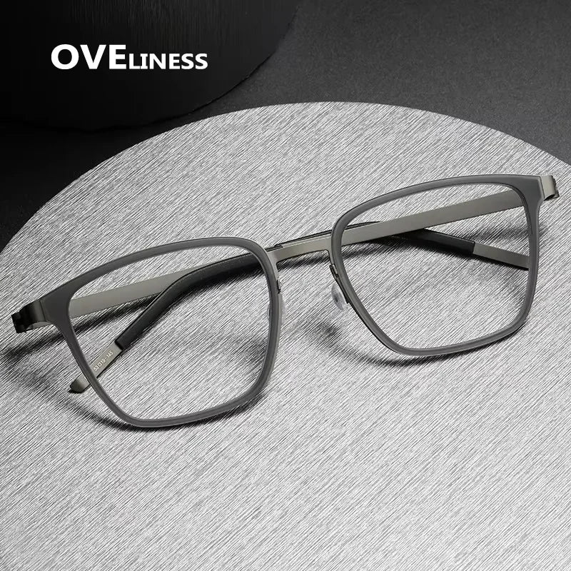 Oveliness Unisex Full Rim Big Square Screwless Titanium Eyeglasses 749 Full Rim Oveliness   