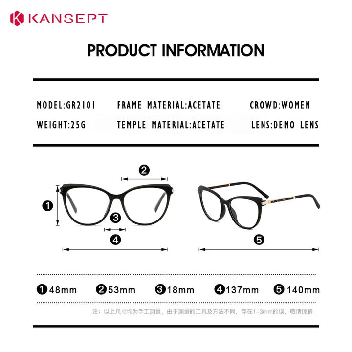 Kansept Women's Full Rim Square Tr 90 Alloy Reading Glass 72101