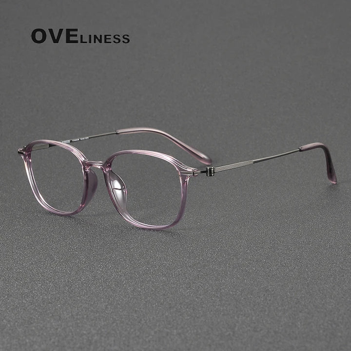 Oveliness Women's Full Rim Square Titanium Ultem Eyeglasses 8670 Full Rim Oveliness purple gun  