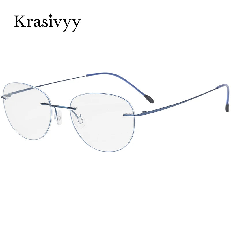 Krasivyy Women's Rimless Oval Round Titanium Eyeglasses 318003