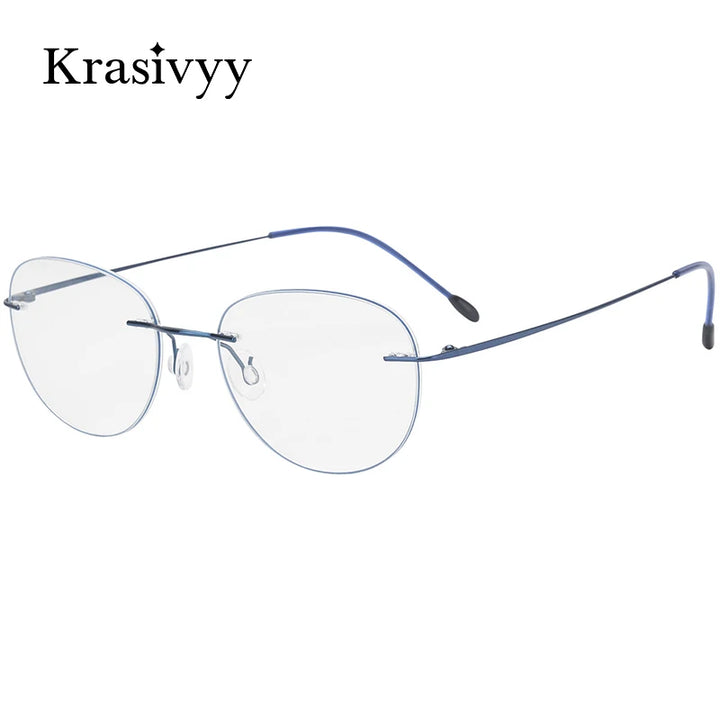 Krasivyy Women's Rimless Oval Round Titanium Eyeglasses 318003
