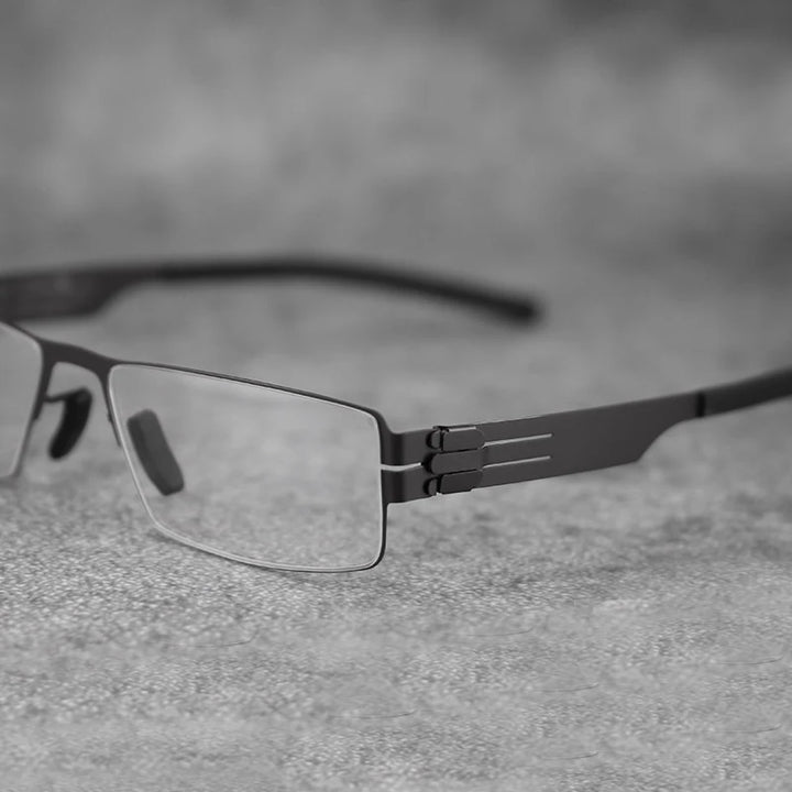 Black Mask Unisex Full Rim Rectangle Steel Eyeglasses BM-IB005