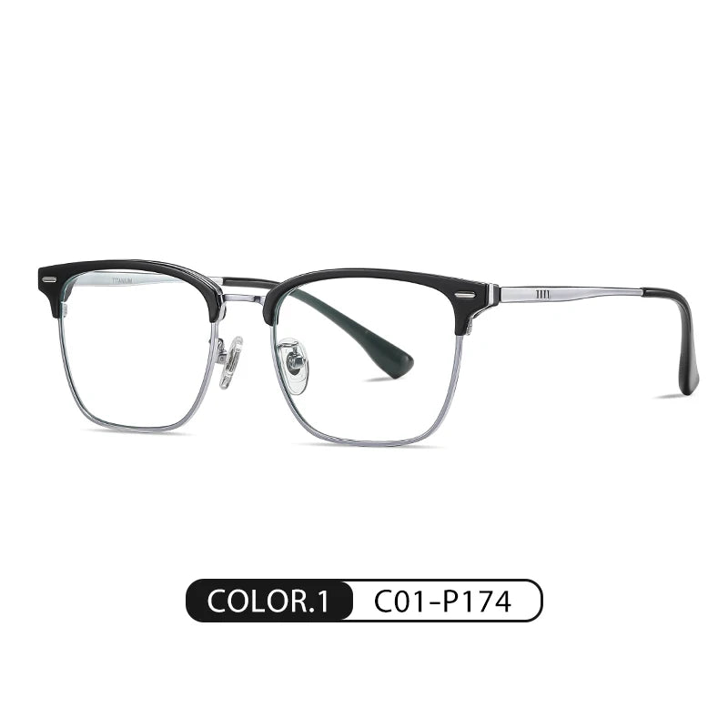Ziroasat Men's Full Rim Square Titanium Tr 90 Eyeglasses 62031