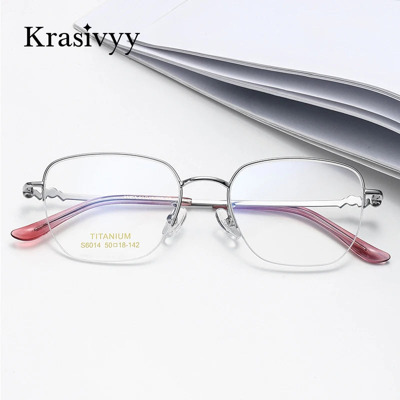 Krasivyy Women's Semi Rim Oval Square Titanium Eyeglasses 6014 Semi Rim Krasivyy   