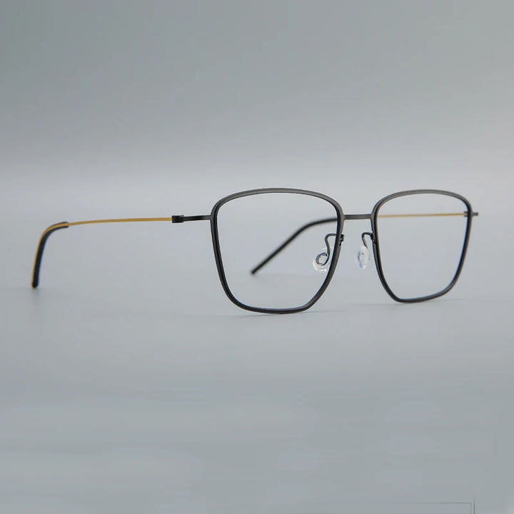 Black Mask Unisex Full Rim Square Screwless Titanium Eyeglasses 635525