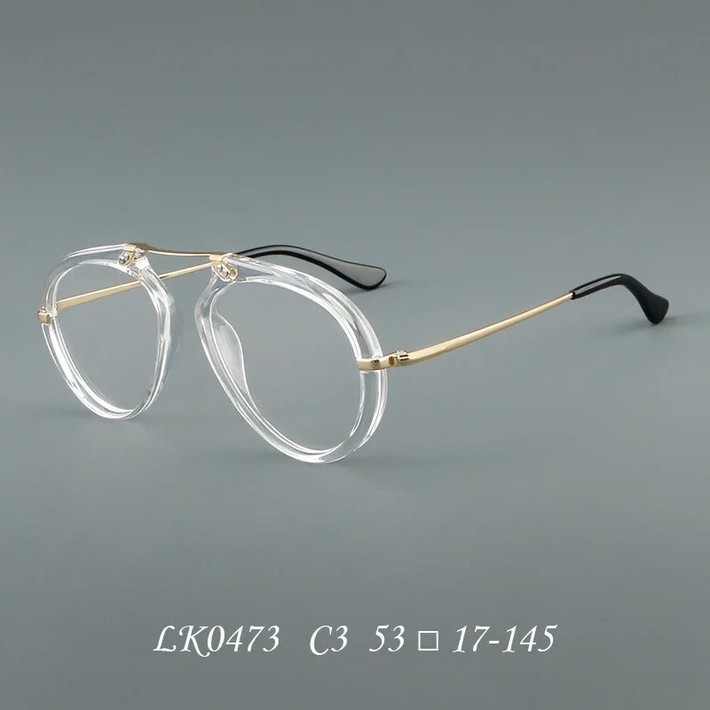 Momoja Unisex Full Rim Oval Square Acetate Titanium Eyeglasses 720473