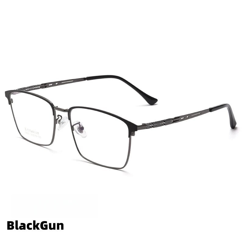 KatKani Men's Full Rim Big Square Alloy Eyeglasses 3832j Full Rim KatKani Eyeglasses BlackGun  