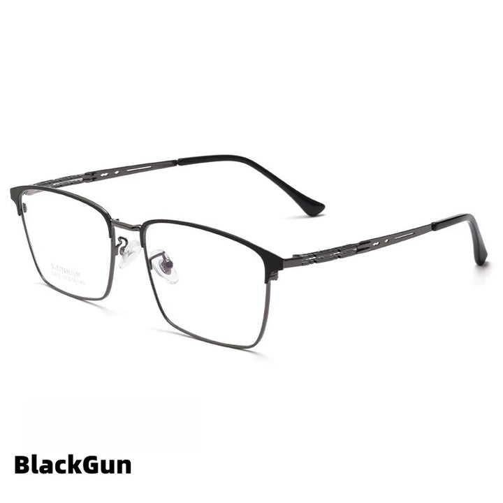 KatKani Men's Full Rim Big Square Alloy Eyeglasses 3832j Full Rim KatKani Eyeglasses BlackGun  