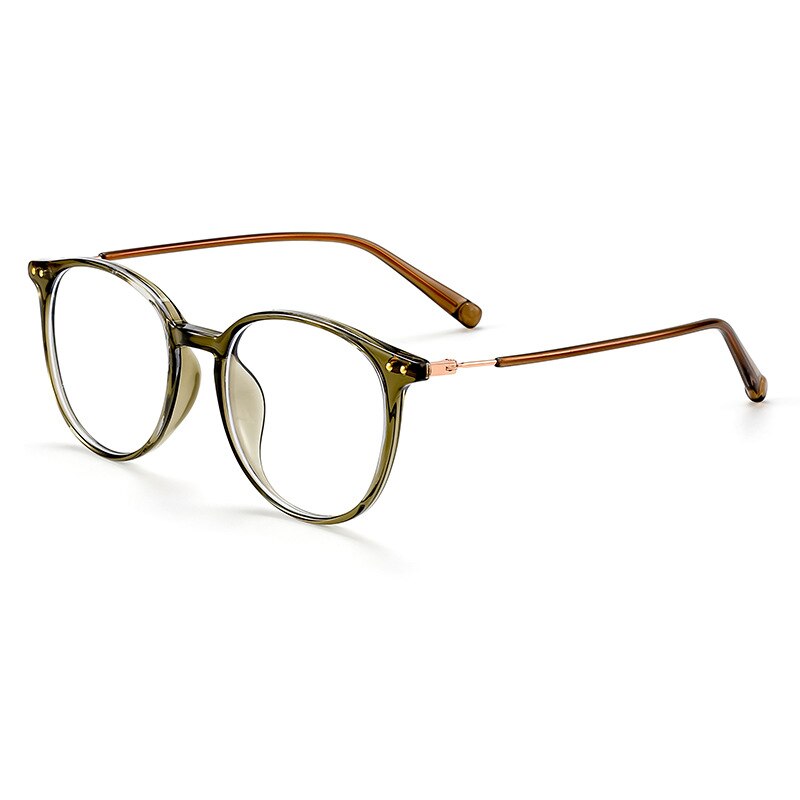 KatKani Unisex Full Rim Square Tr 90 Alloy Eyeglasses 01252 Full Rim KatKani Eyeglasses Transparent Green  
