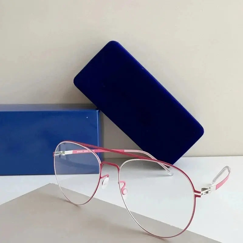 Aimee Oval 585218 Unisex Full Rim Double Bridge Titanium Frames FuzWeb