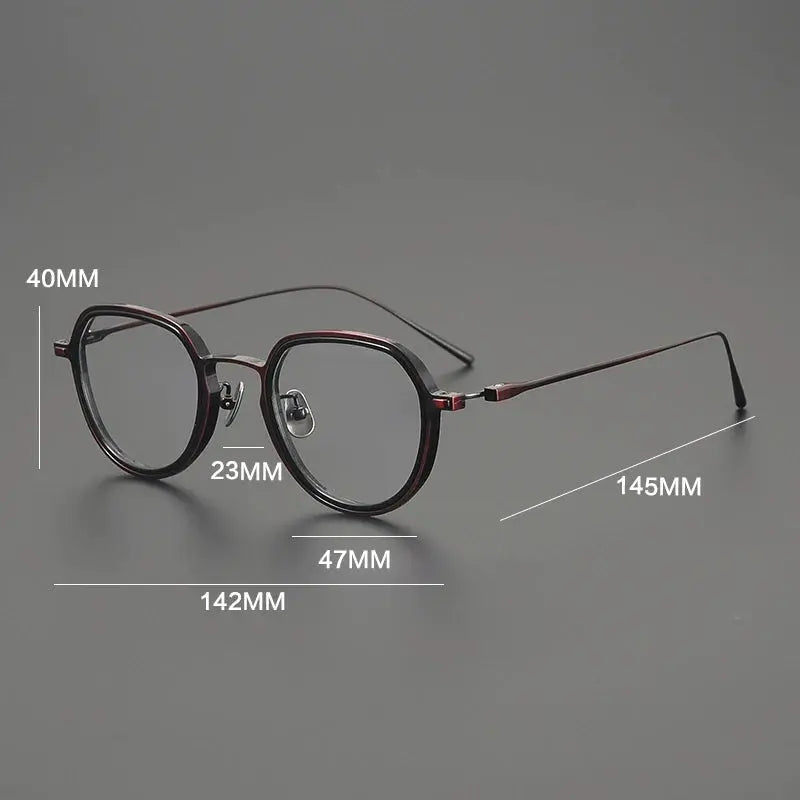 Gatenac Mens Full Rim Flat Top Round Acetate Titanium Eyeglasses 678316 — view 2 | Gatenac at FuzWeb