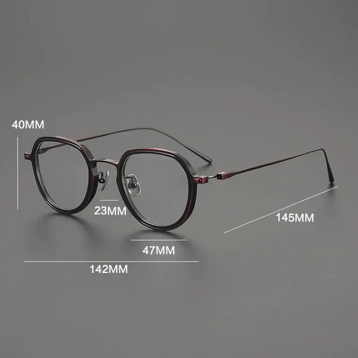 Gatenac Mens Full Rim Flat Top Round Acetate Titanium Eyeglasses 678316 — view 2 | Gatenac at FuzWeb