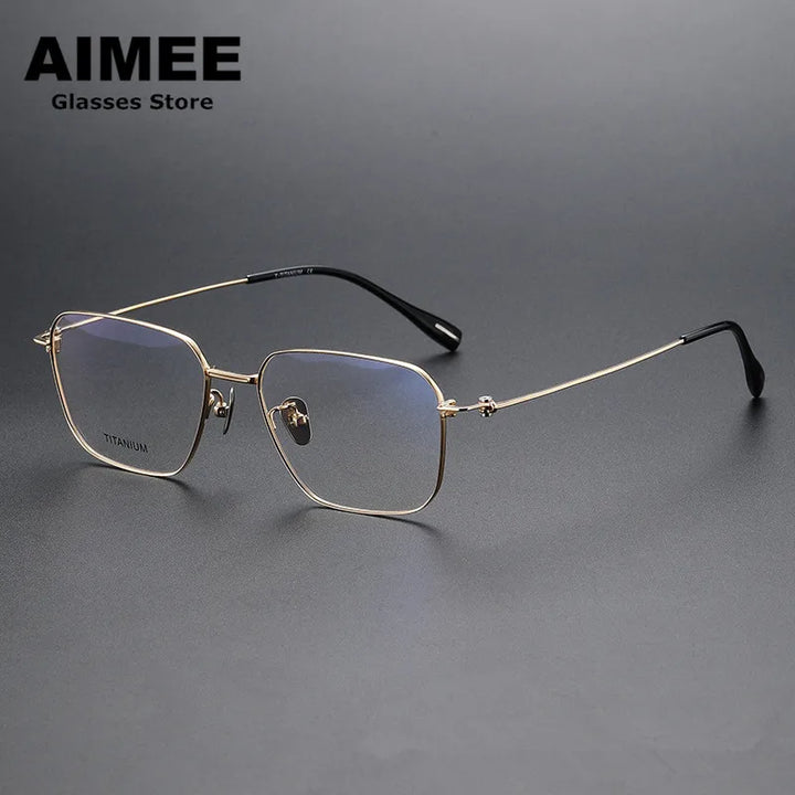 Aimee Unisex Full Rim Square Polygon Titanium Eyeglasses 80914 Full Rim Aimee Goden  