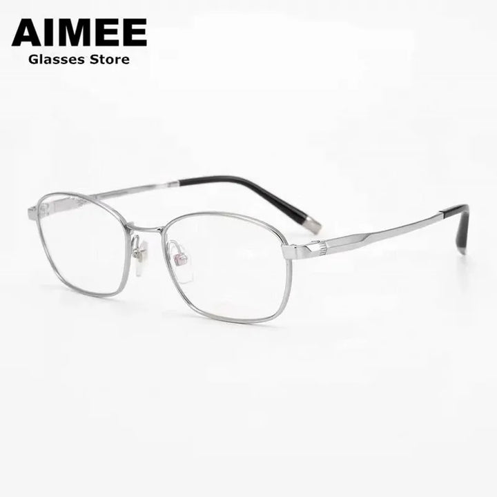 Aimee Unisex Full Rim Square Titanium Eyeglasses 27010 Full Rim Aimee Silver  